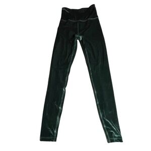 Beyond Yoga Velvet High Waist Midi Leggings Green XS VL3243 Made in USA
